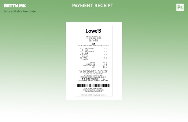 Шаблон за потврда за плаќање во домот на Lowe'S во модерен стил